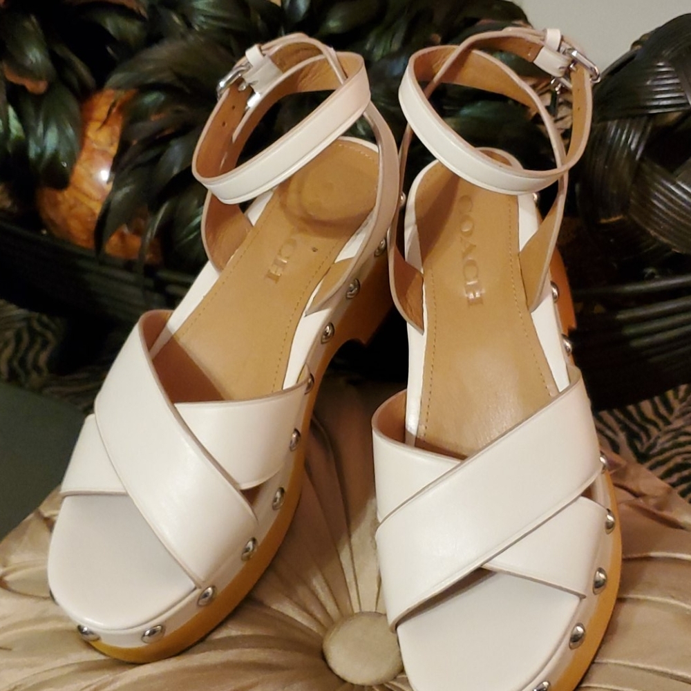 COACH wooden bottom wedges